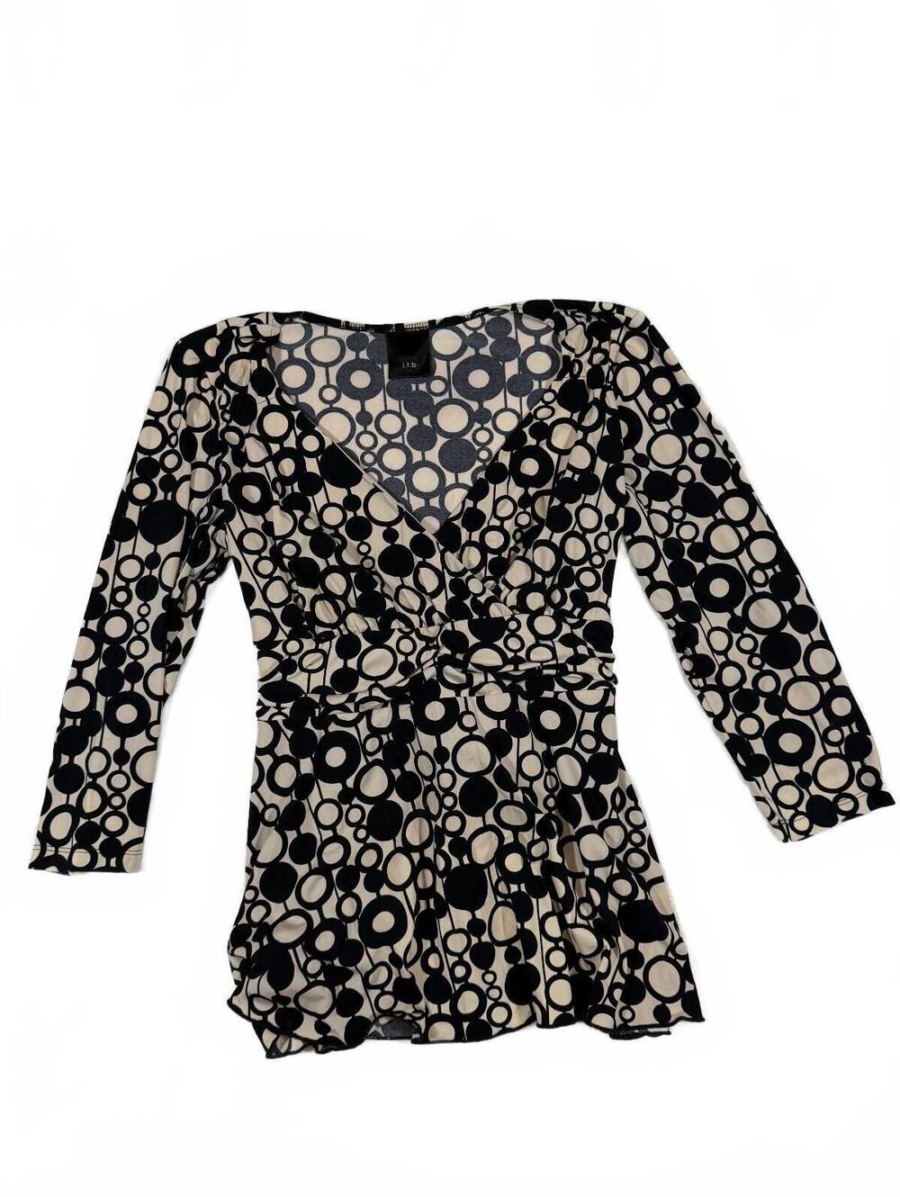J.T.B Y2K Black Polka Dot Babydoll Top With Tie Back Measures Size M